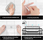 Shower Caddy Shelves Organizer, 3 Pack with Soap Holder, No Drilling Wall Mounted Self Adhesive Shelves, Matte Black