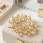 Crystal Flower Jewelry Tray, Luxury Transparent Decorative Trinket Dish for Rings, Earrings, Necklaces, Keys for Vanity Dresser Nightstand, Elegant Gift for Women Mother's Day (1, 6.3"(W)- Gold)
