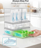 Vtopmart Clear Stackable Storage Drawers Set of 4, Plastic Organizer Bins for Makeup, Cosmetics, Beauty Supplies,Ideal for Vanity, Bathroom,Cabinet,Pantry Organization