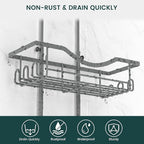 REINHARDT Shower Caddy Hanging Adjustable, Extended Length Rustproof Shower Caddy Over Shower Head with Hooks Soap Holder, Large Capacity Shower Organizer Anti-Swing Bathroom Organizer, Grey