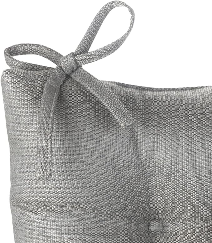 Klear Vu Omega Non-Slip Rocking Chair Cushion Set, Assembled in USA, Thick Padding & Tufted Design, Includes Seat Pad & Back Pillow with Ties, 17x17 Inches, 2-Piece Set, Solid Gray
