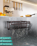 HapiRm 4 in 1 Adhesive Kitchen Sink Organizer, SUS304 Stainless Steel Brush Holder + Dish Cloth Hanger + Soap Rack + Sink Stopper Holder, No Drilling Sponge Caddy for Kitchen - Bronze