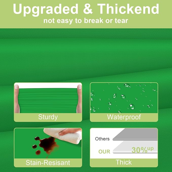 QIKSION Green Plastic Table Cloth Disposable 6 Pack, 54 x 108 Inch Tablecloths for St Patricks Day, Birthday Party, Christmas Decorations, Rectangle Table Cover