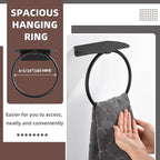 APLusee Matte Black Bath Towel Ring with Shelf, Stainless Steel Towel Holder, Wall Mount
