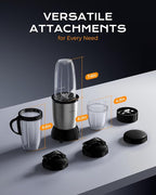 Sangcon 1000W Personal Smoothie Blender, Protein Shakes, Home & Gym, Silver