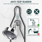 Shower Caddy Hanging Adjustable Shower Caddy, Rustproof Shower Organizer Extended Length Shower Caddies Over Shower Head with Hooks Soap Holder, Large Capacity Anti-Swing Bathroom Storage, Black