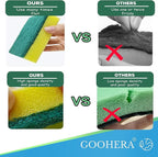 Heavy Duty Scrub Sponge for Cookware, Dual-Sided Cleaning Pot Scrubber, Odorless, Long-Lasting, Kitchen and Dishwashing Essential, Large & Thick 4 x 2.8 x 1.5 Inches, 18 Pack