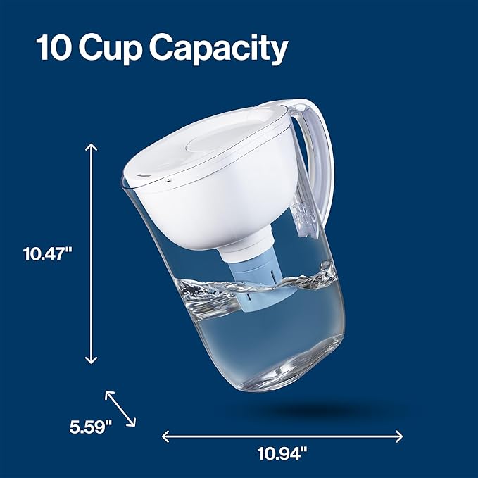 Brita Water Pitcher, Everyday Elite Filter, Removes 99% of Lead, Includes 1 Filter, 10-Cup Capacity, White