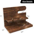 Gifts for Men Wood Phone Docking Station Birthday Gift for Men Valentines Day Gifts Father Gift for Him Boyfriend Nightstand Organizer Desktop Phone Stand