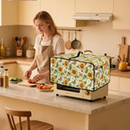 Countertop Convection Oven Cover Dust-Proof Toaster Oven Cover with Accessories Pockets, Countertop Convection Oven Protector, M, Sunflower Butterfly Retro Letter Print