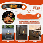 AWLKIM Digital Meat Thermometer with Doneness Chart, 2-Sec Instant Read Food Thermometer for Cooking, Grilling, Oven, Air Fryer - Waterproof Backlit Magnetic Flip Probe, Gift for Men, Dad - Orange