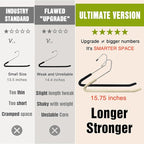 Spring Fever Open Ended Non Slip Sponge Padded Pants Hangers - Chrome Plating Foam Heavy Duty Space Saving Black Long 20