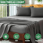 Extra Deep Pocket Queen Sheets 18-24 Inch 1000 Thread Count 100% Egyptian Cotton Sateen Weave Soft Breathable 4 Pieces（Queen,Dark Grey）