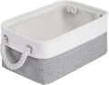 Storage Baskets for Shelves 11.8x7.9x5.2 Inch, Foldable Fabric Storage Bins with Handles, Small Storage Baskets for Organizing Closet, Office, Home Organization (1-Pack, White&Gray)