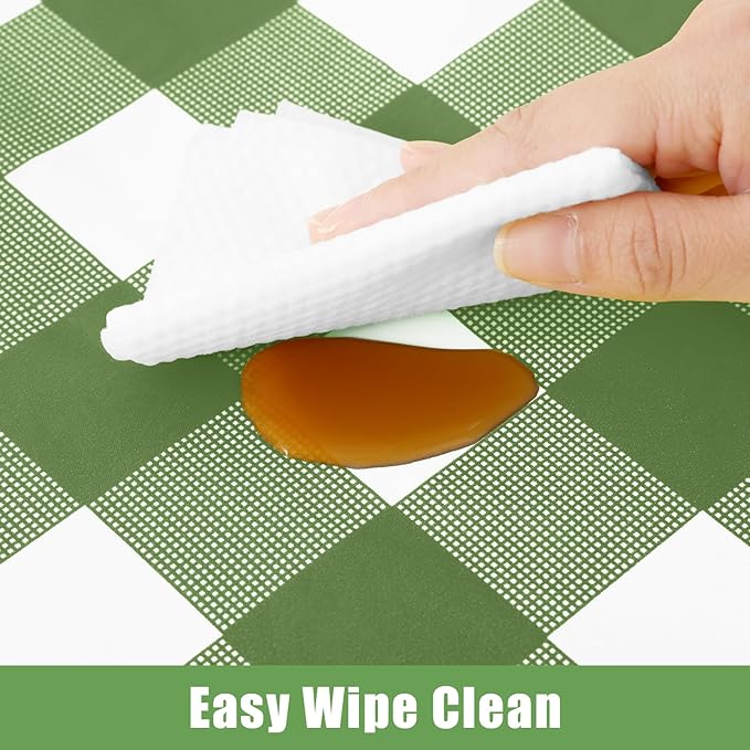Smiry 6 Pack Sage Green Gingham Disposable Tablecloths - 54" x 108" Heavy Duty Plastic Table Cloth, Waterproof Buffalo Plaid Table Covers for Picnic, Banquets, Outdoor Parties