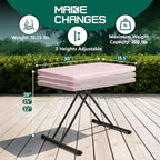 Folding Table 30 Inch - Small Desk Adjustable Height TV Tray for Laptop, Couch, Camping - Heavy Duty Utility Foldable Table for Small Spaces, No Assembly Required, Pink Granite