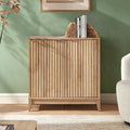 mopio Brooklyn Fluted Storage Cabinet, Modular Accent Buffet Sideboard with Adjustable Shelf, FSC Certified 50lb Load Modern Farmhouse Wood Credenza for Dining, Living Room, Entryway (Oak, Single)