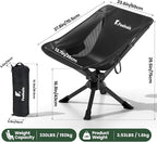 Folding Camping Chairs Lightweight & Portable, No Assembly, 360° Swivel Camping Chair for Adults, Compact Outdoor Chairs for Beach, Lawn, Travel, Backpacking, Hiking, Fishing