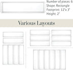 STORi SimpleSort 6-Piece Stackable Clear Drawer Organizer Set | 12" x 3" x 2" Rectangle Trays | Narrow Makeup Vanity Storage Bins and Office Desk Drawer Dividers | Made in USA