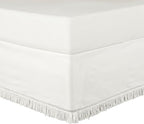 Lush Decor Boho Fringe 15-Inch Tailored Drop Easy Fit Bedskirt, Queen, Pure White