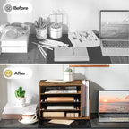 HOOBRO Mail Sorter, Literature Organizer with Adjustable Shelves, Paper Organizer for Office, Home, Wood Countertop File Holders, Mails, Magazines, Rustic Brown FG41WF01