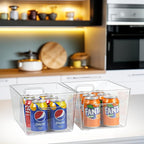 ZEXALOR 4pcs Clear Storage Bins Clear Storage Containers for Kitchen Pantry Organization, Organizing Bins with Built in Handles, Cabinet Organizers