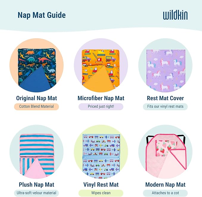 Wildkin Kids Original Nap Mat – Cozy Kids Sleep Mat with Pillow, Ideal for School & Travel - Trains, Planes, and Trucks