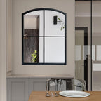 WAMIRRO Black Window Pane Mirror,Farmhouse Arched Grid Mirrors for Fireplace/Entryway/Hallway/Living Room 28"X36"