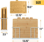 Wood Cutting Board Set with Holder 13"x11"x 3" | Wooden Cutting Boards for Kitchen | Labeled Chopping Board Sets | Large Bamboo Cutting Board Sets with Stand | Chopping Boards for Kitchen