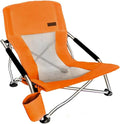 Nice C Chair Beach, Low Beach Chair, Sling, Folding, Portable, Concert, River, Beach Seat, Sillas de Playa, for Adults, Kids, Boat, Sand Chair with Cup Holder & Carry Bag (1 Pack of Orange)