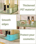 shuang qing Bathroom Counter Organizer Countertop Storage, Cosmetics Skincare Shelf, Makeup Organizer Perfume for Dresser Vanity Tray, Spice Rack for Kitchen(2 Tier-Green)