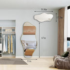 Irregular Frameless Mirror, 35.8"x17.7" Asymmetrical Tempered Glass Mirror, Modern Abstract Wall Mirrors for Living Room Bathroom Bedroom Hallway Entryway, Horizontal or Vertical Hanging