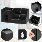 Sumnacon Tissue Box Cover, Square PU Tissue Box Organizer, Leather Tissue Covers with Storage, Stylish Tissue Holders for Bahtroom Living Room Kitchen Dining Table Desk Office, Black