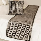 The HomeCentric King Queen Twin Grey Decorative Queen 74"x18" Bed Runner with Pillow Cover, Crystals Bed Scarf on Velvet Fabric - Grey Crystal Chevy