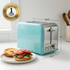 OVENTE 2-Slice Electric Toaster, 825W 6 Browning Setting, Turquoise TS2450T