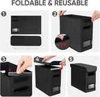 BALEINE File Organizer Box with Lid, Collapsible File Folder Organizer with Plastic Slide, Hanging File Folder Box for Office Document Storage (1 Pack, Black, S)