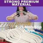 MIZGI Premium Velvet Hangers Pack 40 Pcs Heavy Duty - Non Slip Felt Hangers - Velvet Suit Hangers Ivory with Gold Hooks,Space Saving Clothes Hangers