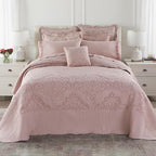 BrylaneHome Bedding Lightweight All Season Modern Amelia Quilted Damask Oversized Ultra Soft Bedspread - Queen, Seaglass