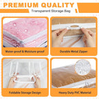 Clear Zippered Storage Bags Plastic Sweater Storage Bags with Zipper 6 Packs Clothing Organizer for Blankets Linen Sweater Bed Sheet Quilt Clothes Pillow (12 x 12 x 4 Inch, White)
