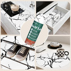 2-Layer Drawer and Shelf Liner for Kitchen Cabinet: 17.3in X 20Ft Non Slip Waterproof Shelf Paper Non Adhesive Refrigerator Liners White/Black Marble Easy Liners for Bathroom with Knife Tape Measure