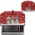 Toaster Oven Cover Dustproof Protective Countertop Convection Oven Cover with Side Pockets for Christmas Holiday Decorations, S, 14.5 x 18.5 x 9 Inches, Cat Snowflake Red
