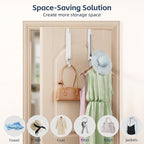 2 Pack Over The Door Drying Rack for Laundry, Over The Door Hanger Foldable, Heavy Duty Over The Door Hooks Hanger,Over Door Hook for Hanging Clothes,Rust-Resistant Over The Door Clothes Hanger,White