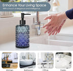 Topsky Glass Soap Dispenser with Plastic Pump, 475ml Liquid Hand Soap Dispenser, Rustproof Pump for Kitchen & Bathroom, Great for Lotions, Essential Oil, Liquid Soaps (Grayish Blue)