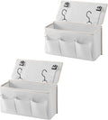 Bedside Caddy / Bedside Storage Organizer Hanging Bag with Three Options,Suitable for home beds, sofas, and dormitory beds—can hold magazines, books, phones, iPads, remote controls. (2-Pack White)