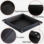 Valet Tray Desktop Storage Organizer – Vegan Leather Catchall Tray Bedside Vanity Tray Nightstand Caddy Holder for Remote Controller, Watch, Keys, Phone, Wallet, Coin, Jewelry, Black