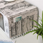 AKOAK 1 Pack 30cm x 90cm/11.81" x 35.43" Household Kitchen Microwave Dust Cover Cotton Linen Oven Cover with Storage Bag Home Decoration Accessories (Wood Grain)
