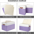 Large Toy Box with Lid, Sturdy Toy Storage Chest Bin Boxes Organizer Basket with Dividers for Toddlers, Kids, Boys, Girls, Nursery, Living Room, Bedroom, Playroom 25"x13" x16" (Purple and White)