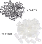 Hicarer 50 Pack R-Type Cable Clip Wire Clamp, Nylon Screw Mounting Cord Fastener Clips with 50 Pack Screws for Wire Management (White,1/4 Inch)