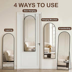 Antok Full Length Over-the-Door Hanging Mirror - Freestanding Wall Mount Leaning Body Mirror for Bedroom Living Room Entryway, 48" L x 14" W, Black