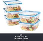 Snapware Plastic Total Solutions (5-Pack, 5.5 Cup) Food Storage Containers Set, Airtight & Leakproof Plastic Locking BPA-Free Lids Tupperware, Freezer Dishwasher Microwave Safe